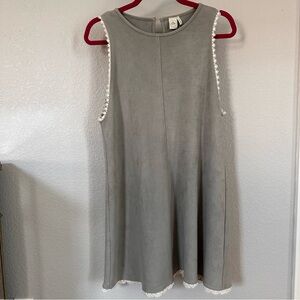 PAPER CRANE | Faux Suede Dress with White Lace - Size L